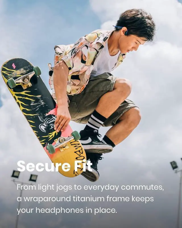 Alt view image 5 of 5 - SHOKZ (AfterShokz OpenMove - Open-Ear Bluetooth Sport Headphones - Bone Conduction Wireless Earphones - Sweatproof for Running and Workouts, with Sticker Pack