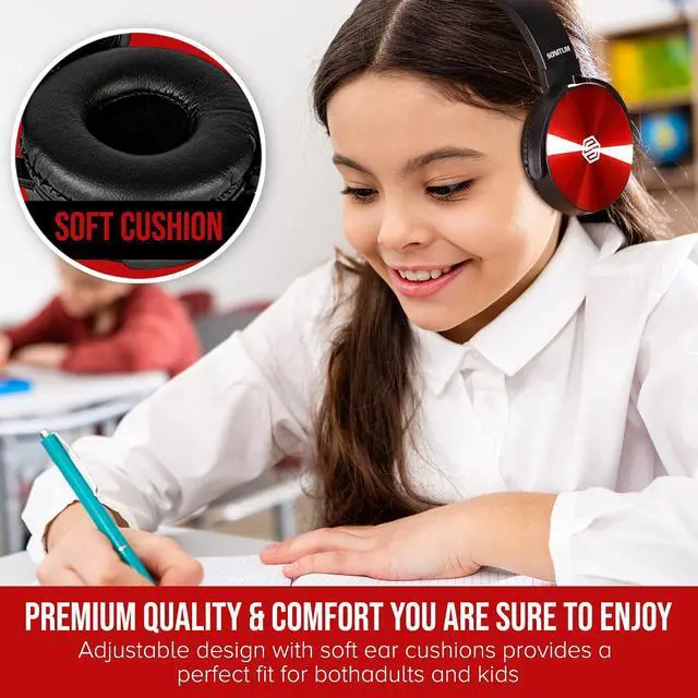 Alt view image 5 of 5 - Premium Classroom Headphone with Microphone (5 Pack) - Kids Wired Earphones with Mic for School Students K-12 & Teachers, Soft Swivel On Ear Pads- Perfect for E-Learning, Meetings, Calls -(Colorful)