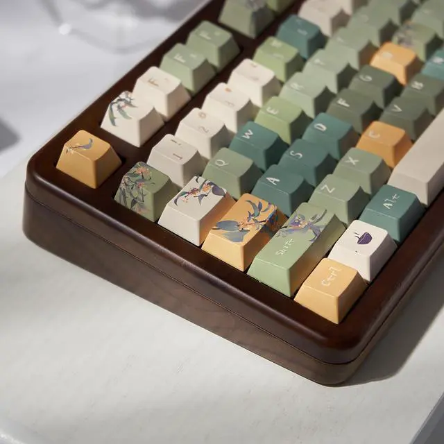 Main image of Sumgsn Keycaps 152 Keys Green PBT Dye Sub Cherry Profile Keycaps Fit for 61/64/87/104/108 Mechanical Keyboards Alice Keyboard Cherry Mx Switches