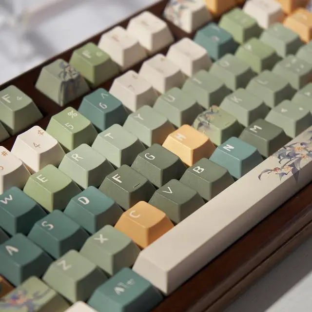 Alt view image 3 of 5 - Sumgsn Keycaps 152 Keys Green PBT Dye Sub Cherry Profile Keycaps Fit for 61/64/87/104/108 Mechanical Keyboards Alice Keyboard Cherry Mx Switches