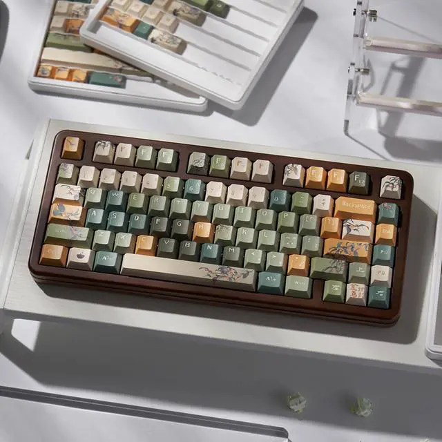 Alt view image 4 of 5 - Sumgsn Keycaps 152 Keys Green PBT Dye Sub Cherry Profile Keycaps Fit for 61/64/87/104/108 Mechanical Keyboards Alice Keyboard Cherry Mx Switches