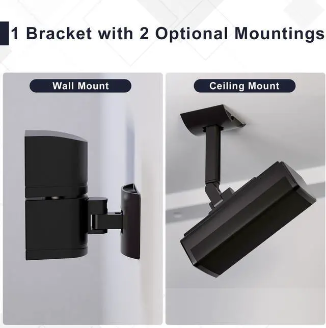 Alt view image 2 of 5 - (2 Pack) Adjustable Speaker Wall Mount for Bose Cube Speaker, Ceiling & Wall Mount for Bose UB-20, UB-20 Series II, WB-50 II, Lifestyle, Soundtouch Series, Cinemate, Acoustimass Series Black