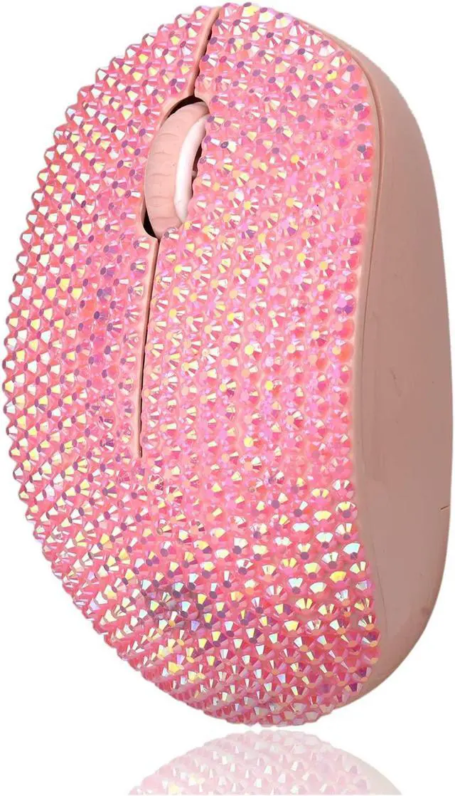 Alt view image 2 of 5 - Bling Dazzling 2.4GHz Wireless Silent Mouse Covered with Rhinestone Crystal, Crystallized Mouse with USB Receiver, Compatible with Notebook, PC, Laptop, Computer, MacBook,Great Gift (Pink)