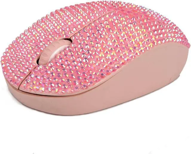Alt view image 3 of 5 - Bling Dazzling 2.4GHz Wireless Silent Mouse Covered with Rhinestone Crystal, Crystallized Mouse with USB Receiver, Compatible with Notebook, PC, Laptop, Computer, MacBook,Great Gift (Pink)