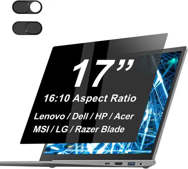 Main image of XinWoTuo 17" Laptop Privacy Screen Protector for Lenovo/HP/Acer/Dell (16:10 Aspect Ratio) Laptops, Anti-Glare Anti-Blue Light 17 Inch Privacy Screen Film Filter Bubble Free (with Metal Camera Cover)