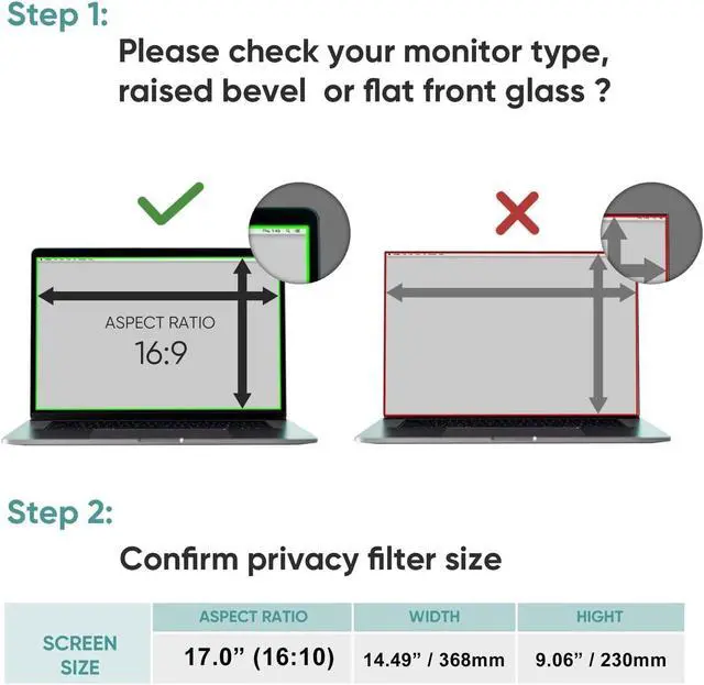 Alt view image 2 of 5 - XinWoTuo 17" Laptop Privacy Screen Protector for Lenovo/HP/Acer/Dell (16:10 Aspect Ratio) Laptops, Anti-Glare Anti-Blue Light 17 Inch Privacy Screen Film Filter Bubble Free (with Metal Camera Cover)