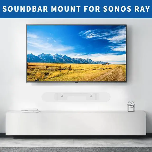 Alt view image 2 of 5 - Yibracki Heavy Duty Soundbar Mount for Sonos Ray Wall Mount - Floating Sound Bar Mounts for Sonos Ray Mount Under TV Mounting Bracket Easy to Install, White