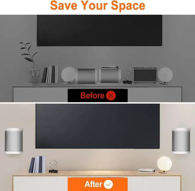 Alt view image 5 of 5 - notiela Speaker Wall Mount and Ceiling Mount for Sonos One, One SL, Play 1 - Swivel & Tilt Adjustable Brackets for Sonos One, One SL, Play:1 Speaker Mounts, 2 Pack, White