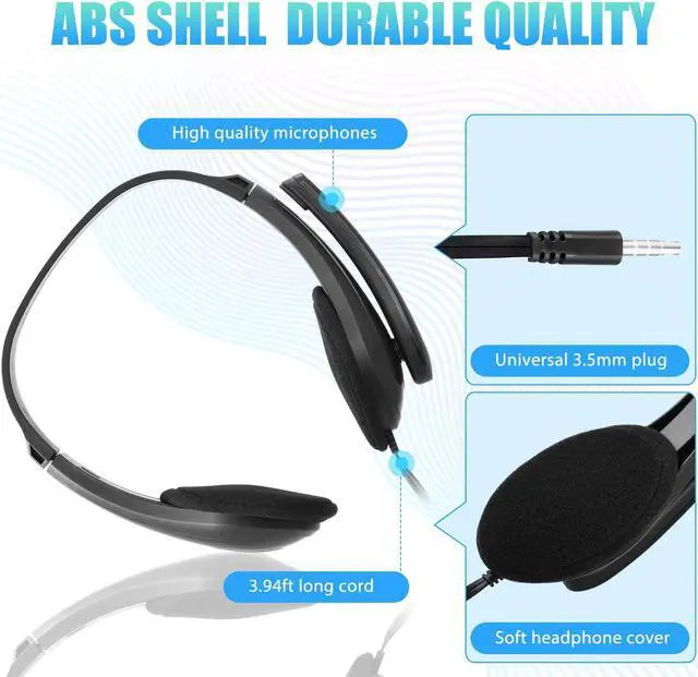 Alt view image 3 of 5 - Yunsailing 20 Pack Classroom Headphones with Microphone - 3.5mm Jack Plug Students On-Ear Wired Headsets Earphones Bulk for School Office Computer, Laptop & Phone(Multicolor)