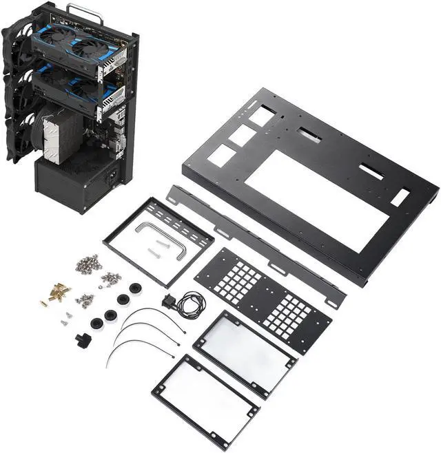 Alt view image 2 of 5 - Computer ATX Open Motherboard Rack, DIY Computer Motherboard Case Rack,ATX MATX PC Motherboard Case Frame, Gaming PC Case Open Frame with Handle, Supports Water Coolers