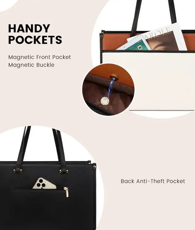 Alt view image 4 of 5 - LOVEVOOK Laptop Bag for Women, 15.6'' Laptop Tote Purse 2-in-1 Professional Work Bag Business Briefcase with Clutch Purse, Waterproof Leather Computer Handbag for Teacher Office Travel