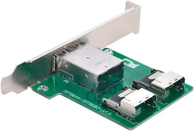 Main image of CY Mini SAS HD SFF-8644 to Internal Mini SAS SFF-8087 PCBA Female Adapter Dual Ports with Low Profile Bracket
