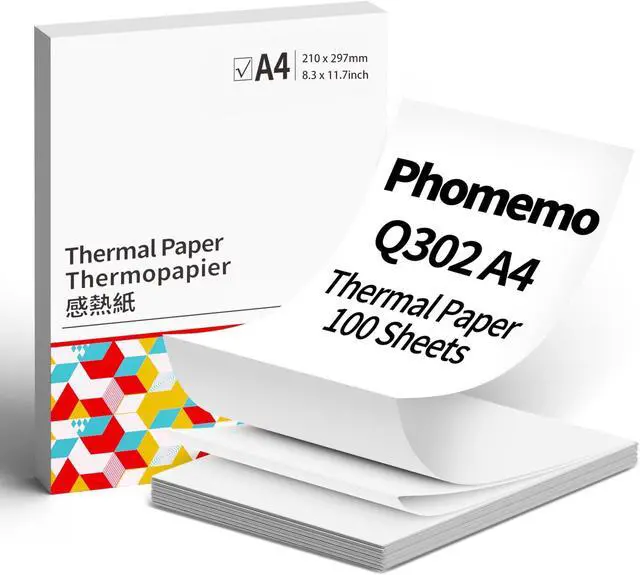 Alt view image 3 of 5 - Phomemo Q302 Portable Printer with 100pcs A4 Thermal Printer Paper, Upgraded 300dpi Inkless Bluetooth Printers for Home Use with Reverse Charging, WiFi Printer Compatible with Phone & PC