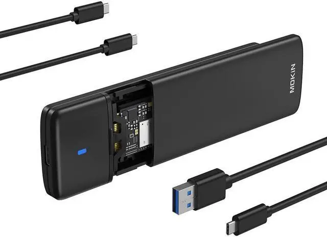 Alt view image 2 of 5 - M.2 NVME NGFF SSD Enclosure Adapter Tool-Free, RTL9210B Chips, USB C 3.1 Gen 2 10Gbps NVME, 6Gbps SATA PCIe M-Key(B+M Key), Support UASP Trim for SSD Size 2230/2242/2260/2280