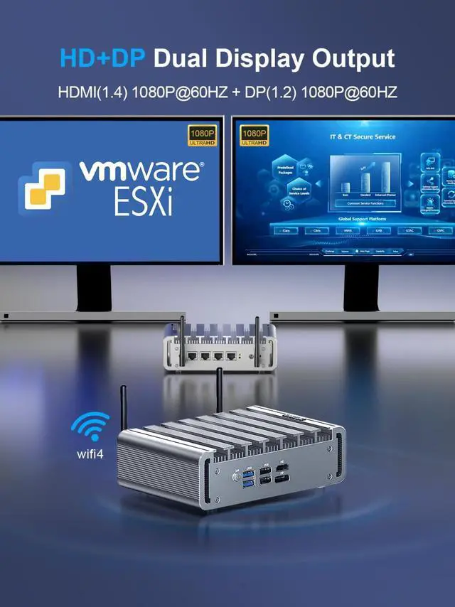 Alt view image 4 of 5 - HYSTOU Mini Computers Fanless Firewall: Alder Lake N100 Mini PC Fanless 8GB Ram DDR5 128GB NVMe SSD Firewall Appliance Router for Home