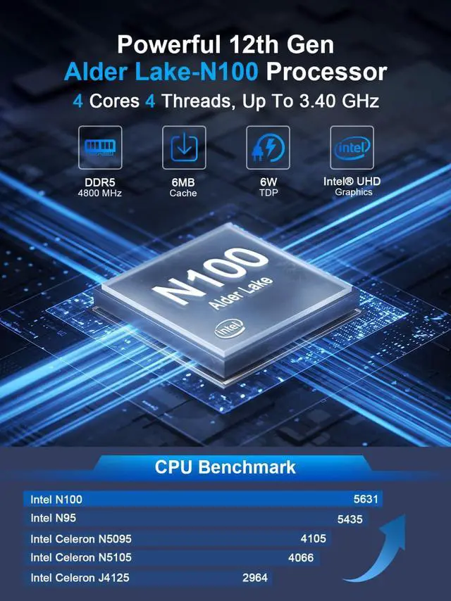 Alt view image 2 of 5 - HYSTOU Mini Computers Fanless Firewall: Alder Lake N100 Mini PC Fanless 8GB Ram DDR5 128GB NVMe SSD Firewall Appliance Router for Home
