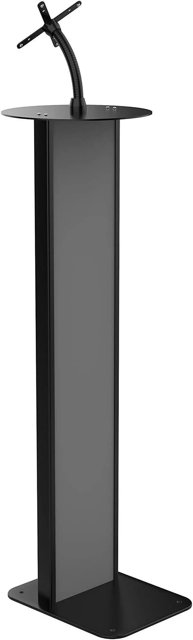 Alt view image 3 of 5 - Customizable Graphic Kiosk  CTA Aluminum Floor Stand Workstation for Trade Shows with Graphic Slot for Branded Content for VESA-Compatible Enclosures, Cases, and Tablets (ADD-PARAF1V)  Black