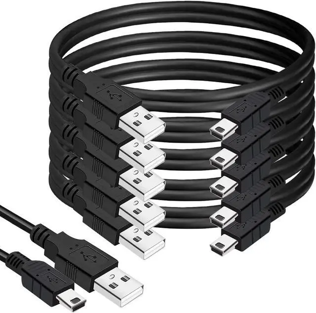 Main image of BRENDAZ (5-Pack 10ft. Mini USB to Mini B Data Cable  Mini B Cable with Ultimate Data Sync & Charging Quality Compatible with PS3, Dash Cam, Digital Cameras, PDA, Scanners, etc. (10-Feet), Black