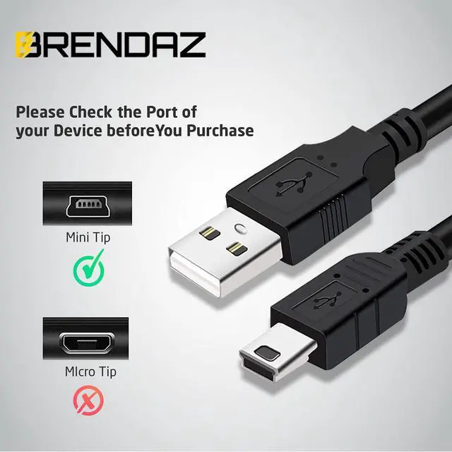 Alt view image 5 of 5 - BRENDAZ (5-Pack 10ft. Mini USB to Mini B Data Cable  Mini B Cable with Ultimate Data Sync & Charging Quality Compatible with PS3, Dash Cam, Digital Cameras, PDA, Scanners, etc. (10-Feet), Black