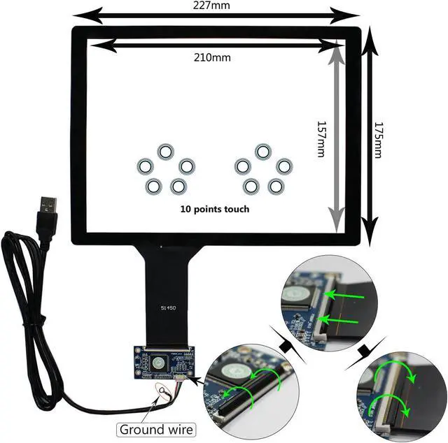 Alt view image 2 of 5 - FanyiTek for 10.4" 4:3 1024x768 VS104T-004A,800x600 VS104T-001A LCD Screen,10.4 inch Capacitive Touch Sensor Panel,Support 10 Points Multi-Touch