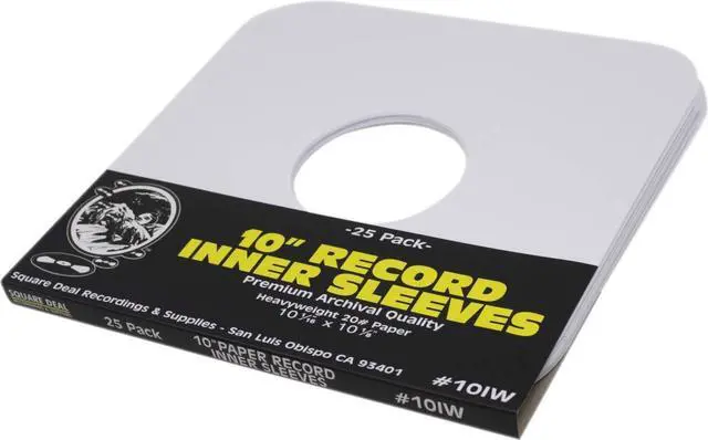 Alt view image 2 of 5 - (100) White Paper Inner Sleeves for 10" Vinyl Records  Ideal for 78 RPM Albums  Archival-Quality Replacement Sleeves #10IW