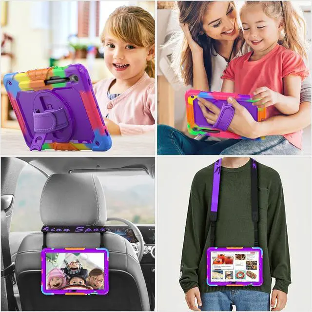 Alt view image 5 of 5 - SEYMAC stock Case for Samsung Galaxy Tab S10 FE / S9 / S9 FE 5G Tablet Case Protective with Screen Protector, Pencil Holder, 360 Rotate Stand, Hand Strap, Shoulder Strap, Purple