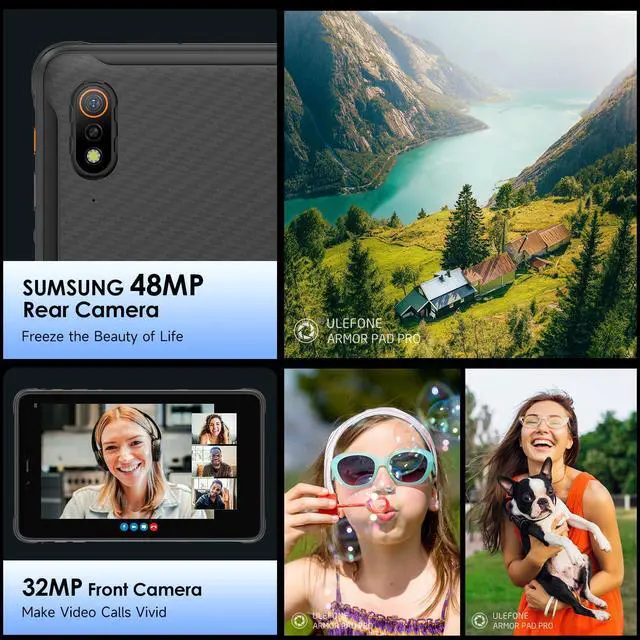 Alt view image 3 of 5 - Ulefone Armor Pad Pro 8" Rugged Tablet (16GB + 128GB), 48MP Rear Camera + 32MP Front Camera, 7650mAh Battery 18W Fast Charging Octa Core Android 13, 4G LTE 3-Card Slots IP68 Waterproof Tablet GPS NFC