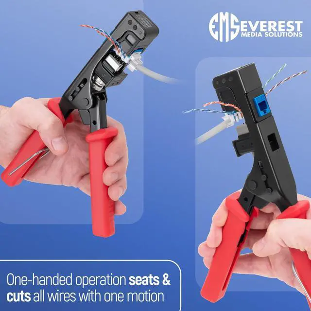 Alt view image 3 of 5 - Everest Media Solutions Bundle  2 Items: 45Term - Speed Termination Tool + 20 Pack of RJ45 CAT6A UTP Keystone Jacks - Black