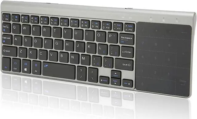 Main image of ASHATA Wireless Keyboard with Touchpad, 2.4G USB Receiver, Full Size Keyboard for PC Computer Laptop TV Tablet, Easy Media Control & Silent Typing