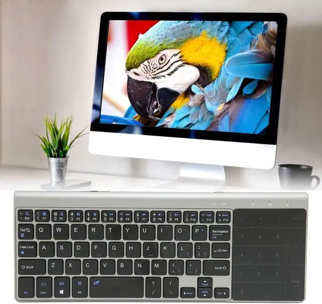 Alt view image 2 of 5 - ASHATA Wireless Keyboard with Touchpad, 2.4G USB Receiver, Full Size Keyboard for PC Computer Laptop TV Tablet, Easy Media Control & Silent Typing
