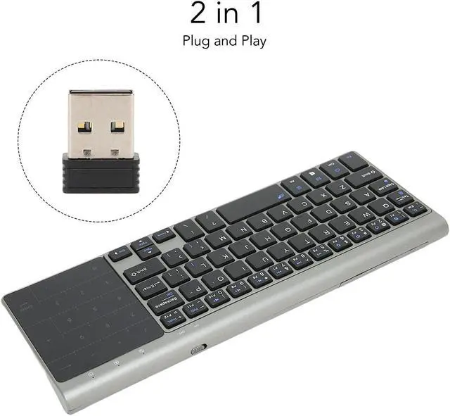 Alt view image 5 of 5 - ASHATA Wireless Keyboard with Touchpad, 2.4G USB Receiver, Full Size Keyboard for PC Computer Laptop TV Tablet, Easy Media Control & Silent Typing