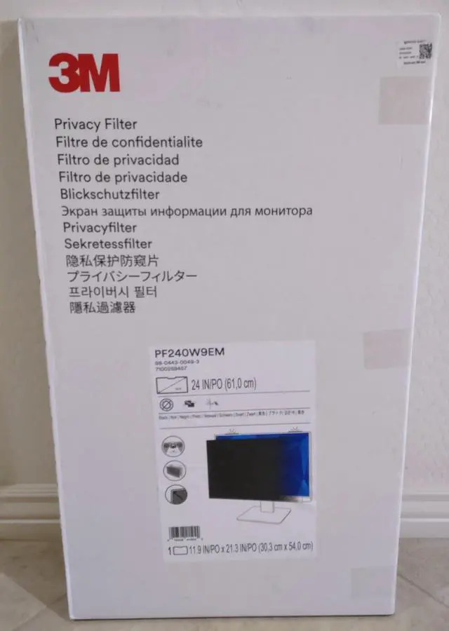 Alt view image 2 of 5 - 3M Privacy Filter for 24in Full Screen Monitor with 3M Comply Magnetic Attach, 16:9 (PF240W9EM)