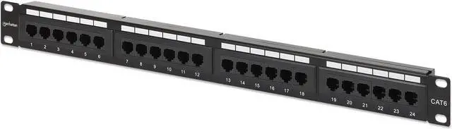 Alt view image 4 of 5 - MANHATTAN 24-Port Network Patch Panel Cat-6  1U UL Listed - Rackmount Wall Mount  Cable Management Bar  Rack Mount Hardware - Installer Grade 3µ Gold Plated Contacts - Lifetime Mfg Warranty 720786