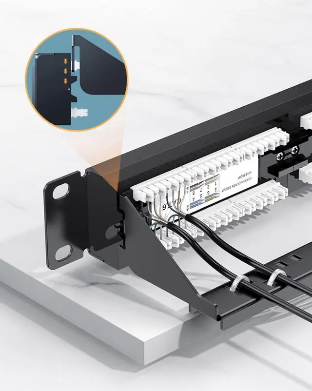 Alt view image 2 of 5 - MANHATTAN 24-Port Network Patch Panel Cat-6  1U UL Listed - Rackmount Wall Mount  Cable Management Bar  Rack Mount Hardware - Installer Grade 3µ Gold Plated Contacts - Lifetime Mfg Warranty 720786