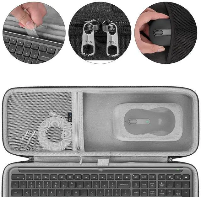 Alt view image 2 of 5 - Geekria Keyboard and Mouse Combo Carrying Case, Hard Shell Travel Replacement Case for Logitech MK955 / K950 Signature Slim Wireless Keyboard and Mouse Combo (Dark Grey)