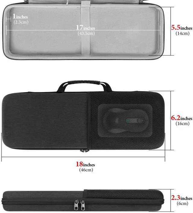 Alt view image 3 of 5 - Geekria Keyboard and Mouse Combo Carrying Case, Hard Shell Travel Replacement Case for Logitech MK955 / K950 Signature Slim Wireless Keyboard and Mouse Combo (Dark Grey)