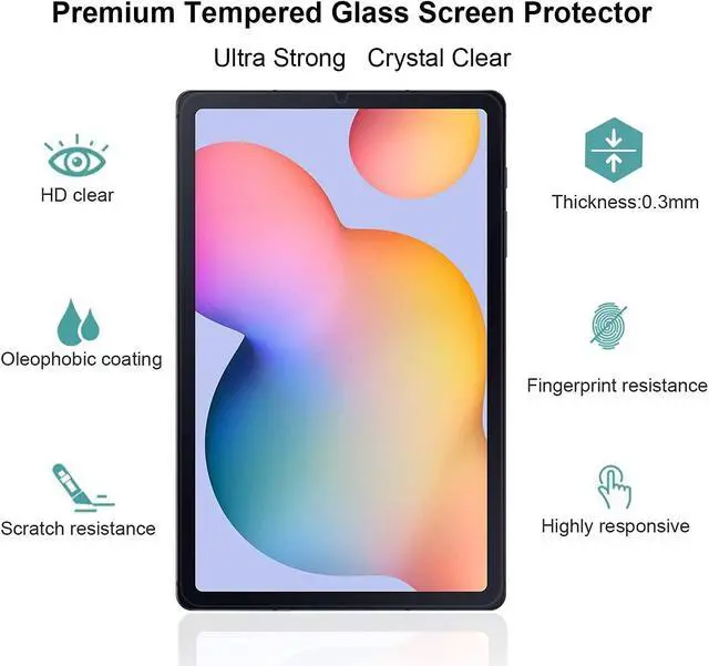 Alt view image 4 of 5 - ZenRich Bundle for Samsung Galaxy Tab S6 Lite 10.4'' 2024/2022/2020: 2-Pack Anti-Glare Tempered Glass Screen Protectors Plus Shockproof Rugged Case with Stand, Hand Strap, and Shoulder Belt, Black