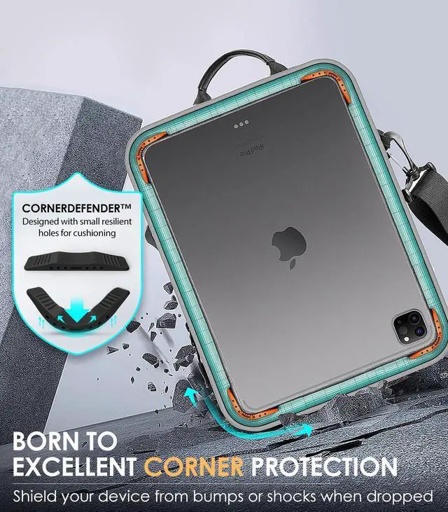 Alt view image 3 of 5 - MoKo 12.9 Inch Tablet Sleeve Bag 360° Protection Compatible with 13 Inch New iPad Pro M4 & Air M2 2024, iPad Pro 12.9 M2&M1, Galaxy Tab S8/S9 Plus 12.4" 2023, with Handle and Shoulder Strap, Gray