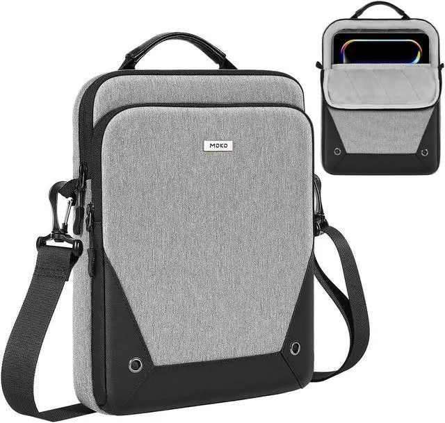 Main image of MoKo 12.9 Inch Tablet Sleeve Bag 360° Protection Compatible with 13 Inch New iPad Pro M4 & Air M2 2024, iPad Pro 12.9 M2&M1, Galaxy Tab S8/S9 Plus 12.4" 2023, with Handle and Shoulder Strap, Gray