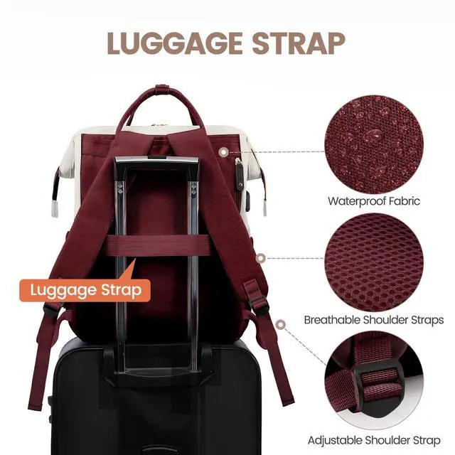 Alt view image 4 of 5 - LOVEVOOK Laptop Backpack for Women, 15.6 Inch Work Business Backpacks Purse with USB Port, Large Capacity Nurse Bag College Bookbag for School, Waterproof Casual Daypack for Travel