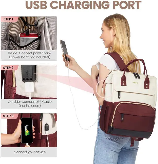 Alt view image 5 of 5 - LOVEVOOK Laptop Backpack for Women, 15.6 Inch Work Business Backpacks Purse with USB Port, Large Capacity Nurse Bag College Bookbag for School, Waterproof Casual Daypack for Travel