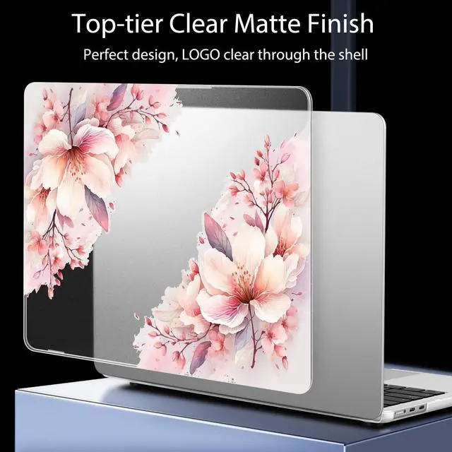 Alt view image 5 of 5 - Tuiklol Case for MacBook Air 15 inch 2025 2024 2023 Model A3241 M4 / M3 A3114 / M2 A2941, Bracket Hard Shell Case with Keyboard Cover for MacBook Air 15.3 Cover, Pink Big Flower