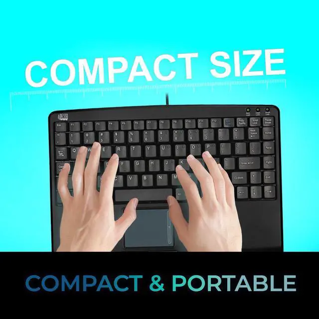 Alt view image 2 of 5 - Adesso AKB-410UB - SlimTouch Mini USB Keyboard with Built-in Touchpad