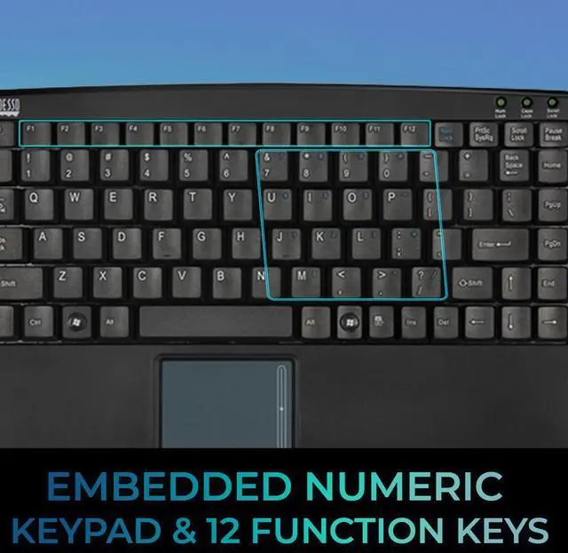 Alt view image 3 of 5 - Adesso AKB-410UB - SlimTouch Mini USB Keyboard with Built-in Touchpad