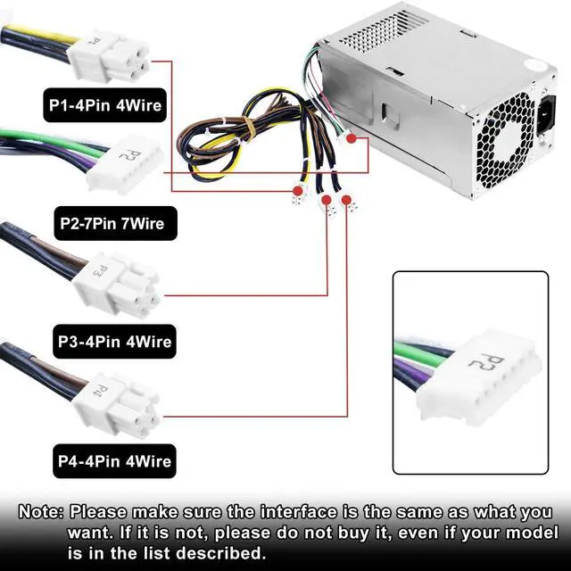 Alt view image 4 of 5 - LXun Upgrad D16-250P1A L08417-002 250W Power Supply Compatible with HP ProDesk 280 282 600 800 G3 480 400 G4 PCH022 L08417-004 901760-002 901761-001 901760-001 PA-2251-5 D16-250P2A Power Supply