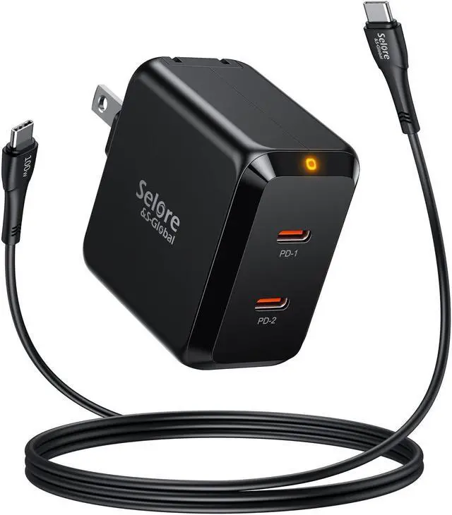 Alt view image 5 of 5 - USB C Docking Station Dual HDMI Monitor Adapter, 67W GaN Charger With Dual USB C Ports, PD 3.0 Foldable PPS Fast Charging Block