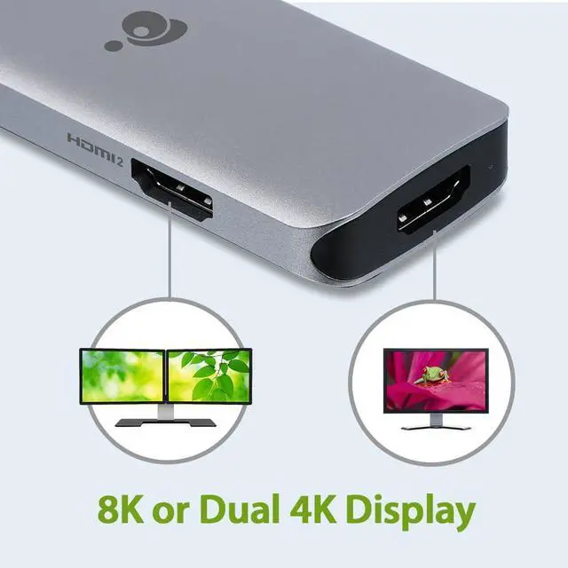 Alt view image 5 of 5 - IOGEAR USB-C 6-in-1 Travel Dock 8K Single Monitor Nano Dock Pro Up to 4K in Dual Display Mode, Dual Monitors Thunderbolt 3 4 Compatible for Laptop GUD3C8K2P