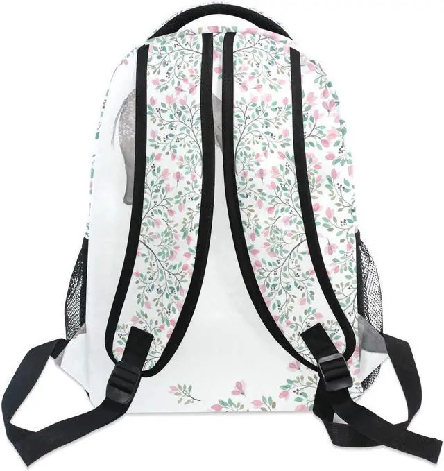 Alt view image 5 of 5 - ALAZA Elephant With Flowers Floral White Stylish Large Backpack Personalized Laptop iPad Tablet Travel School Bag with Multiple Pockets