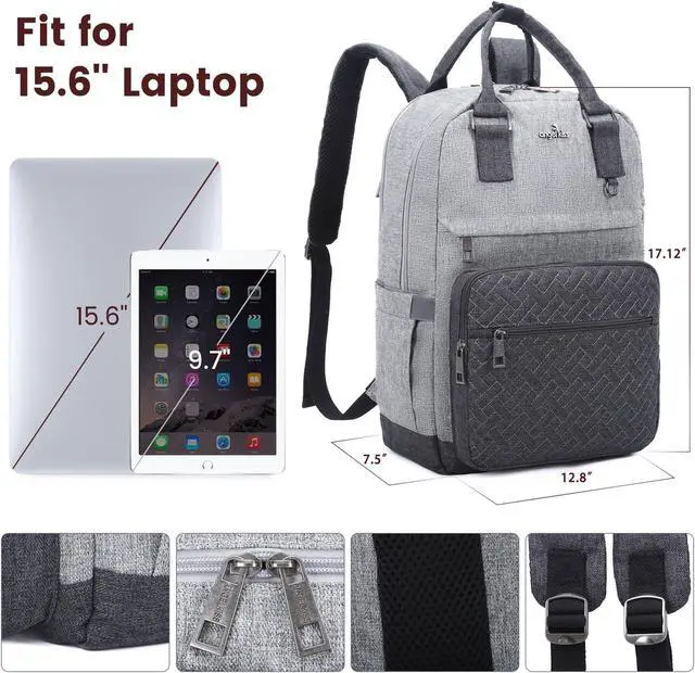 Alt view image 2 of 5 - Angel Kiss Backpack Purse for Women, Large Travel Backpack with USB Port, Anti-Theft Design, Water-Resistant Daypack for Casual and Business for Work Grey