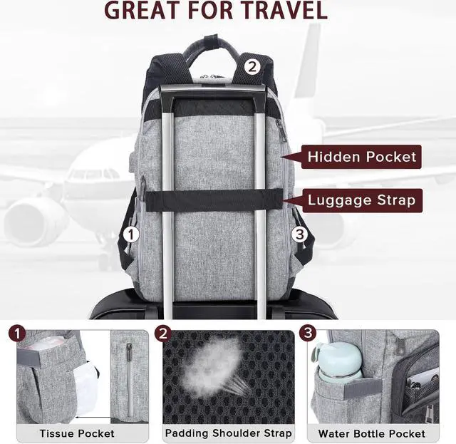 Alt view image 4 of 5 - Angel Kiss Backpack Purse for Women, Large Travel Backpack with USB Port, Anti-Theft Design, Water-Resistant Daypack for Casual and Business for Work Grey